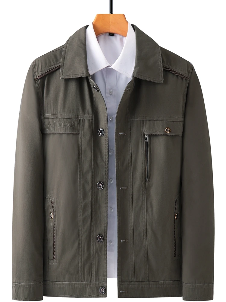 

Весенне-осеннее мужское пальто из чистого хлопка на флисовой подкладке с пуговицами, повседневное, модное, утепленное, для мужчин среднего и старшего возраста