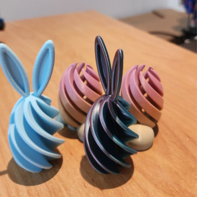 Rotating Rabbit-Shaped Eggs - Spinning Fidget Sensory & Bunny Egg Decorations, Easter Basket Stuffers, Desk Collectibles