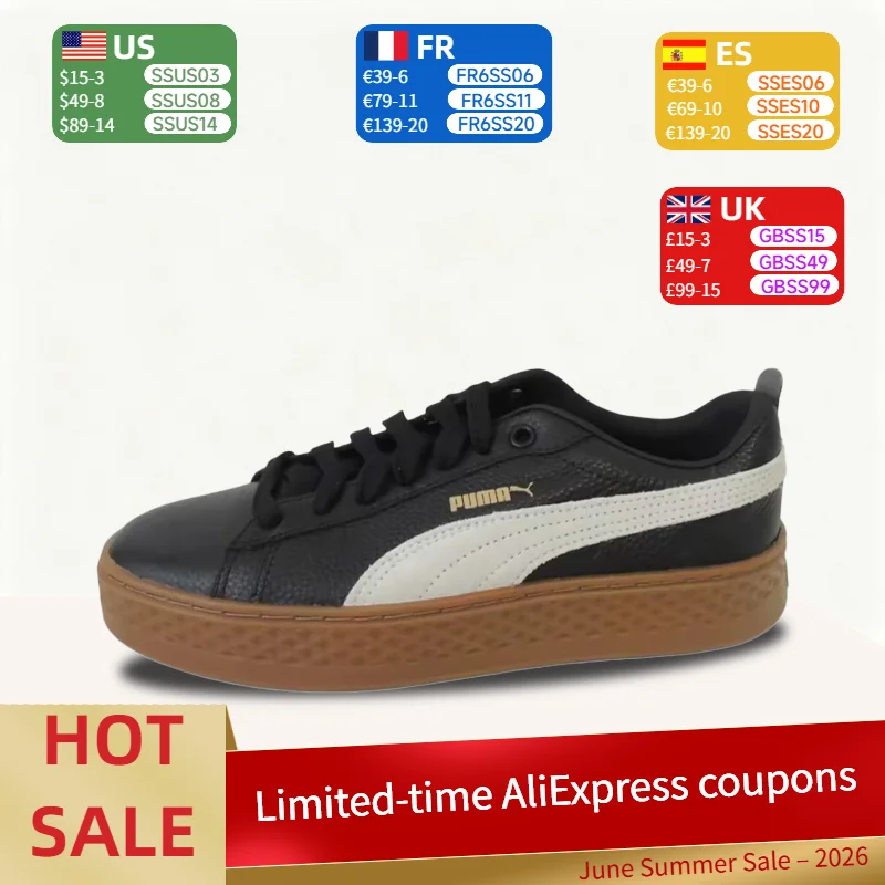 Puma Smash Platform: Retro, Stylish, Versatile, Durable, Non-Slip, Lightweight Low-Top Sneakers for Women  Black 366487-03