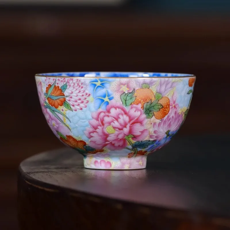 LMM hand-painted enamel color Wanhua master cup high-end personal use, ceramic teacup