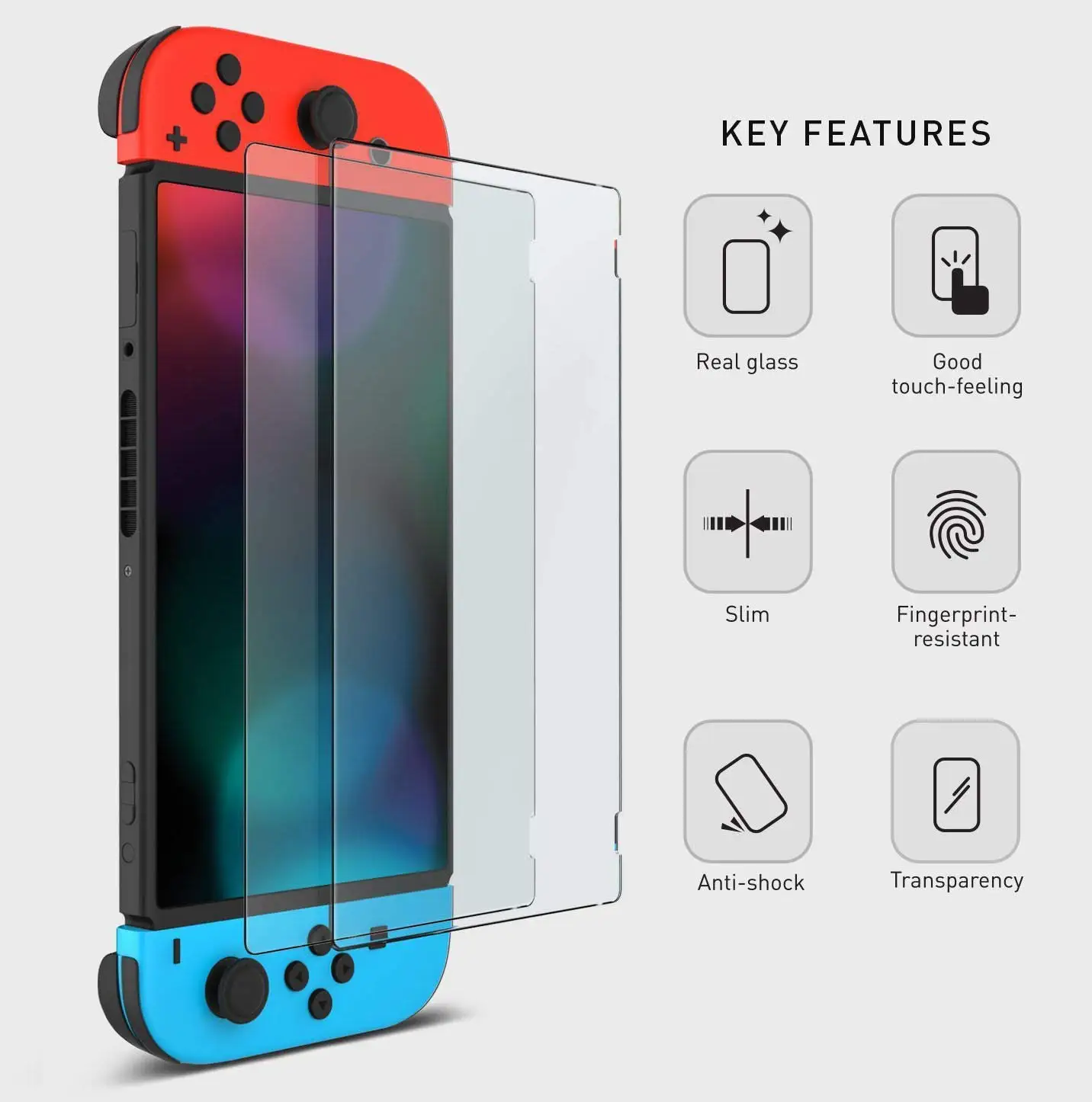 Protecteur d'écran en verre trempé, Film de protection rigide pour Console de jeu Nintendo Switch, Switch Lite et Switch OLED