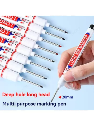 4 pçs/set 20mm buraco profundo longo nib cabeça marcadores para metal perfurador caneta à prova dwaterproof água banheiro carpintaria decoração multi-purpose