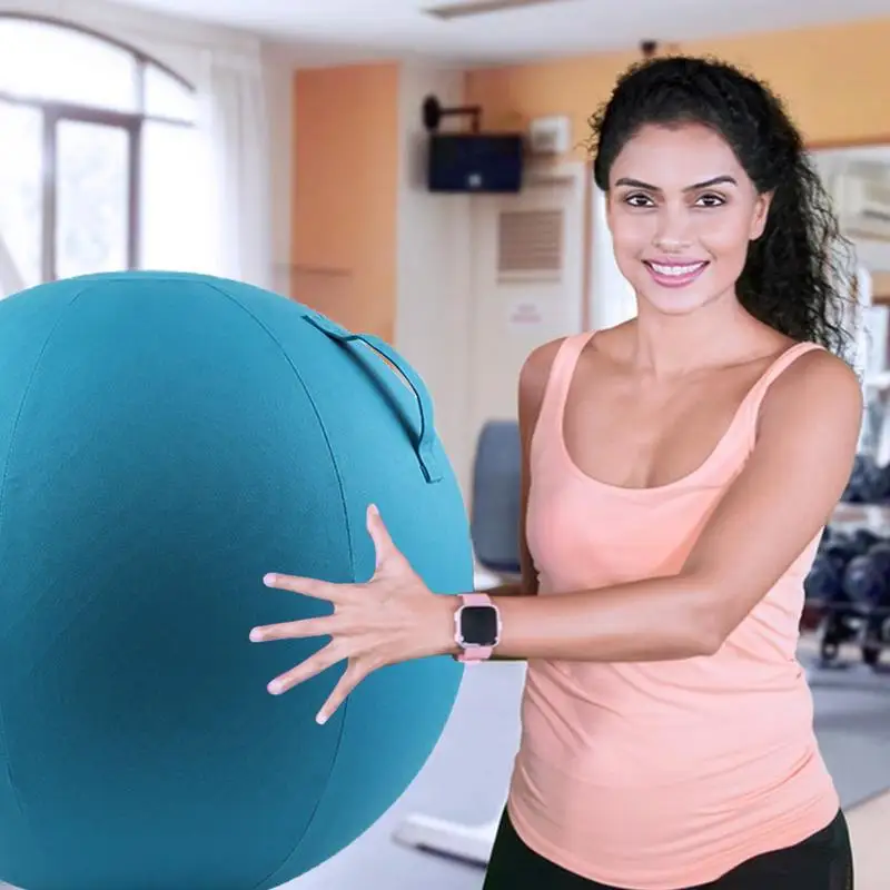 65CM Yoga Ball Dustproof Cover Anti-Slip Cotton Anti-static Absorb Sweat Yoga Fitness Non-Slip Ball Cover with Handle