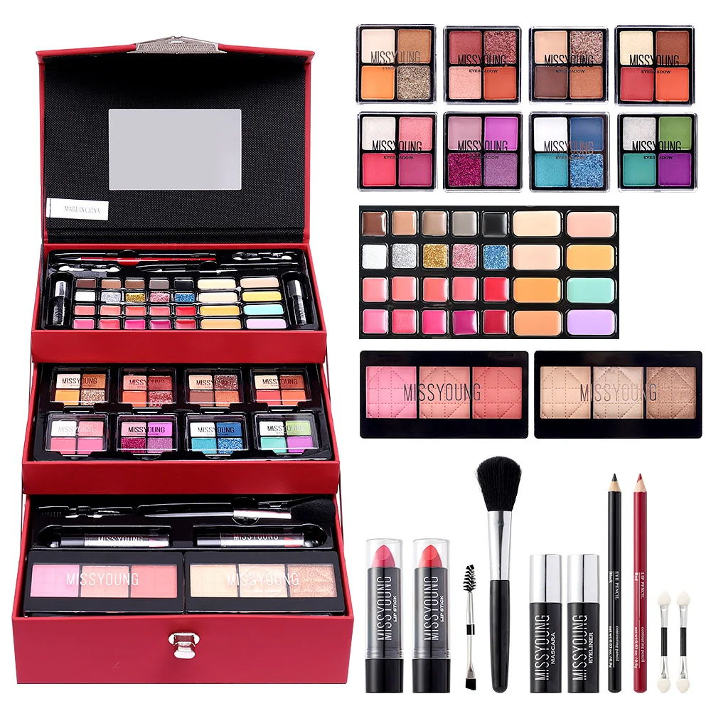 

Cosmetic makeup set gift box matte lipstick powder blusher concealer highlight multi-color pearl matte eyeshadow makeup set