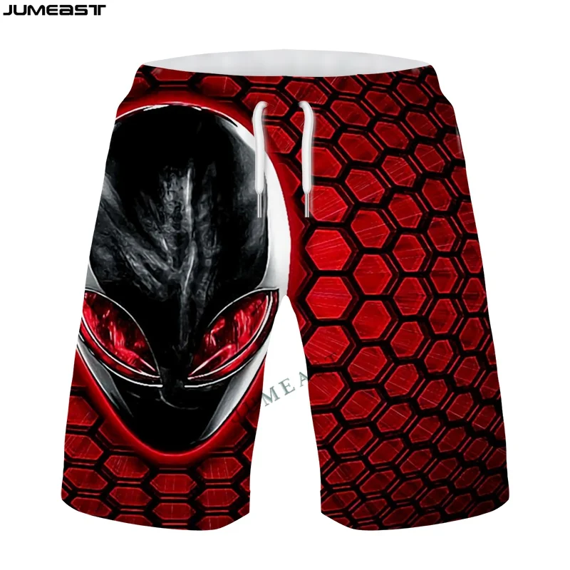 Jumeast Y2k Men Women 3D Printed Hip Hop Alien UFO Shorts Trunks Quick Dry Beach Casual Sweatpants Short Pants