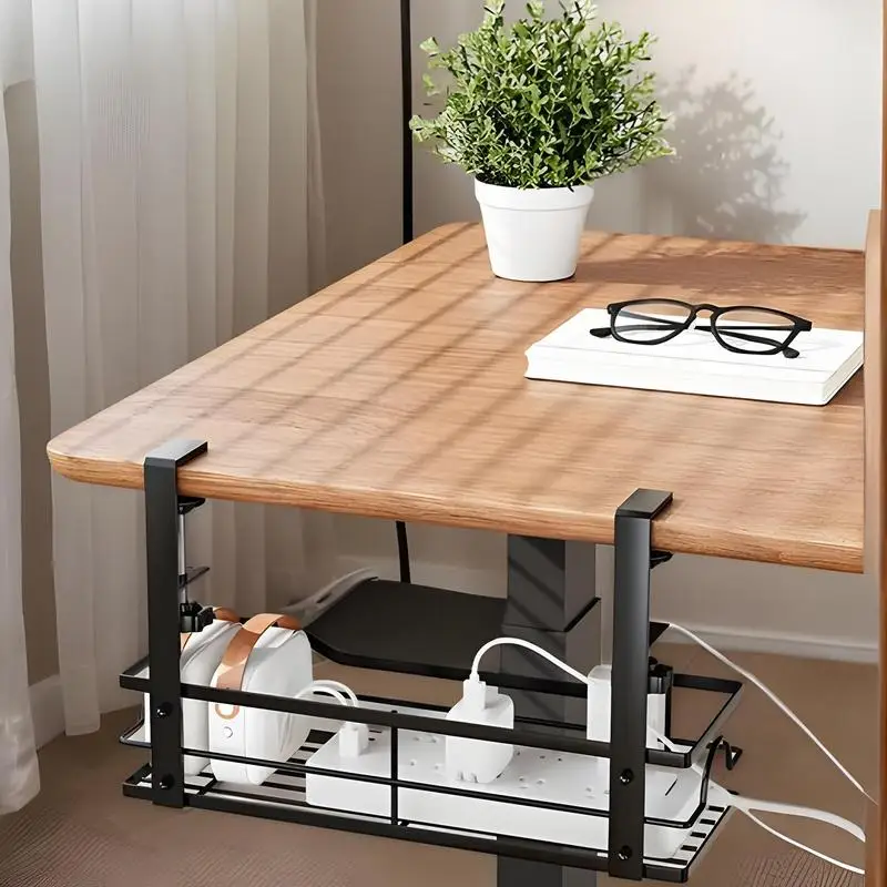 

Wire Organizer Under Desk Under Desk Cord Management Space-Saving Cord Organizer Extended Wire Storage Basket For Home Room