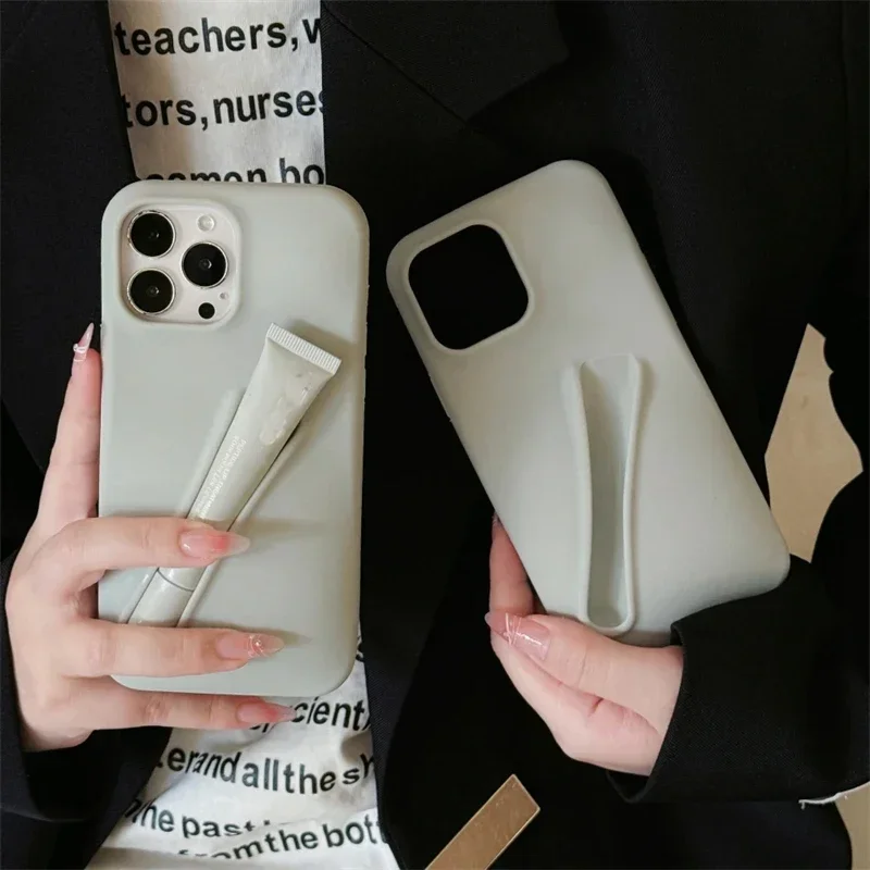 Chic Candy Lipgloss Holder Case For iPhone16 1514 13 12 11 Pro Max X XS XR 6 7 8 SE Plus  Groove Storage Silicon Soft Phone Case