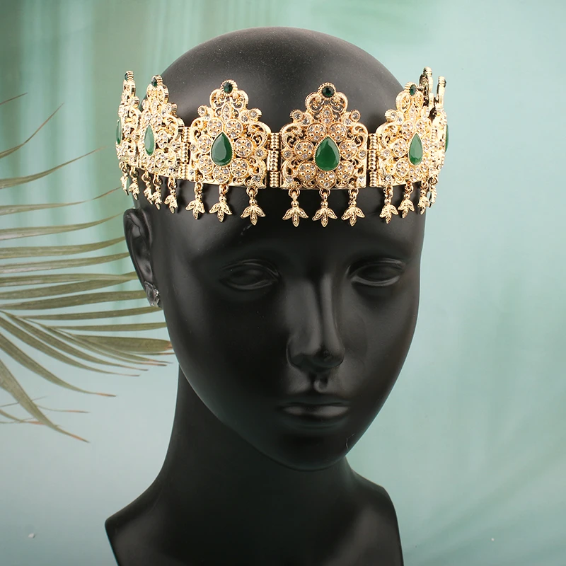 Bridal Tiara Algerian Wedding Jewelry Women's Head Chain Headdresses for Girlfriend Wedding Hair Accessories Bride Headdress