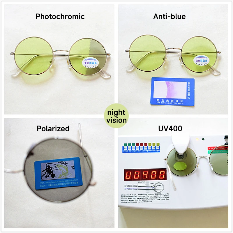 Retro Round Photochromic Polarized Night Vision Glasses For Men Women UV400 Sunglasses Anti-blue Lens Eyewear Day and night