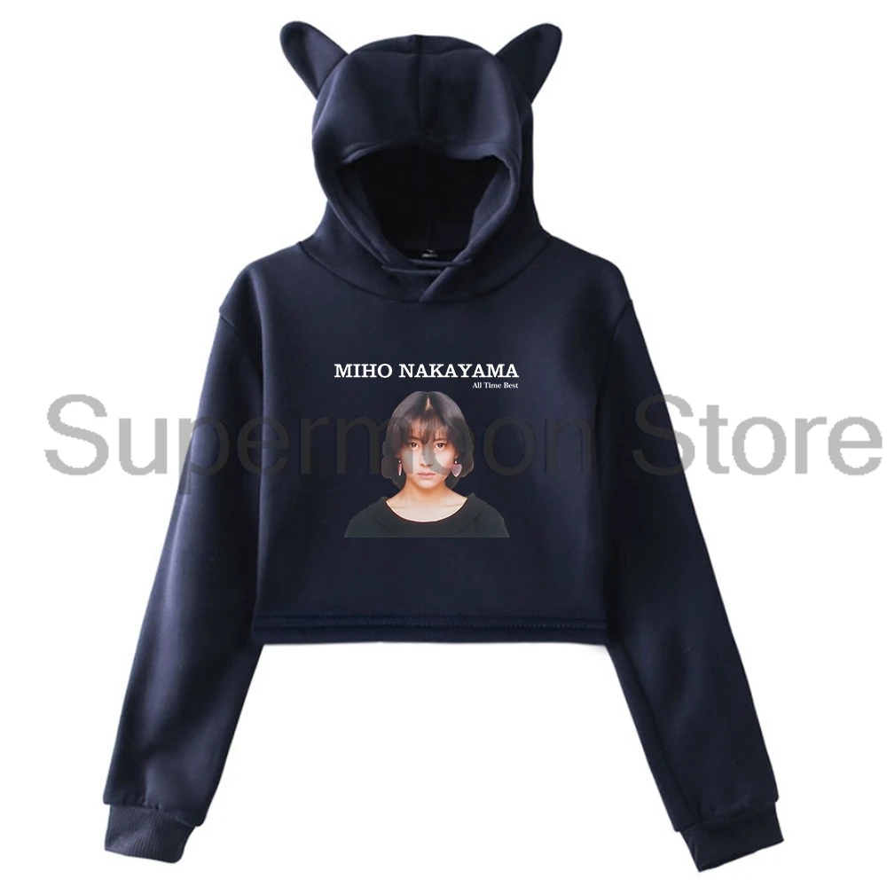 Miho Nakayama ทั้งหมดที่ดีที่สุดญี่ปุ่นนักร้อง Memorial Hoodie แมวหู Hooded เสื้อแขนยาว Crop Top เสื้อผ้าผู้หญิง