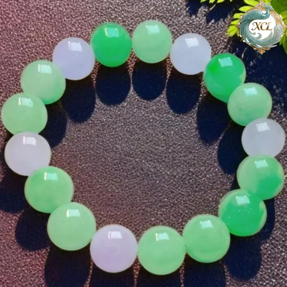 

Браслет из жадеита Мьянмы Old Pit - натуральный восковой ледяной весенний цвет, винтажный и уникальный браслет на удачу, универсальные украшения из драгоценных камней