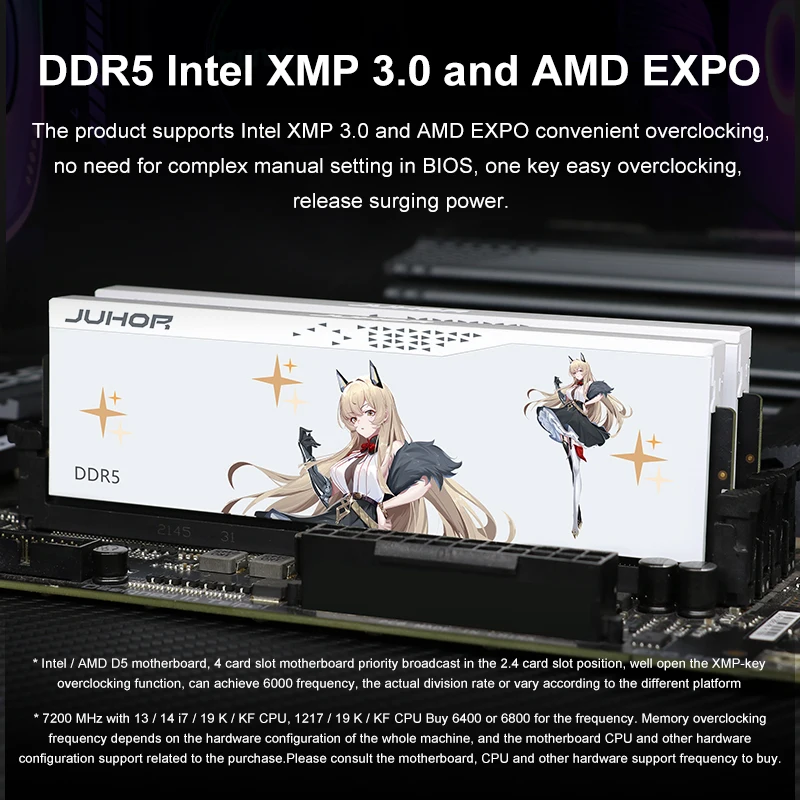 Juhor DDR5 6000MHz 16GB×2 32GB 動作確認のみ JUHOR DDR5 16GBx2 6000MHz 6400MHz RGB DDR5 32GB DIMM デスクトップ