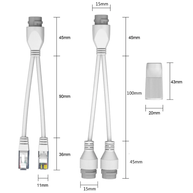 Waterdichte Verbeterde Poe Splitter 2-In-1 Netwerk Bekabeling Connector 1 Naar 2 Weg Rj45 Connector Adapter Voor Beveiliging Camera Installeren