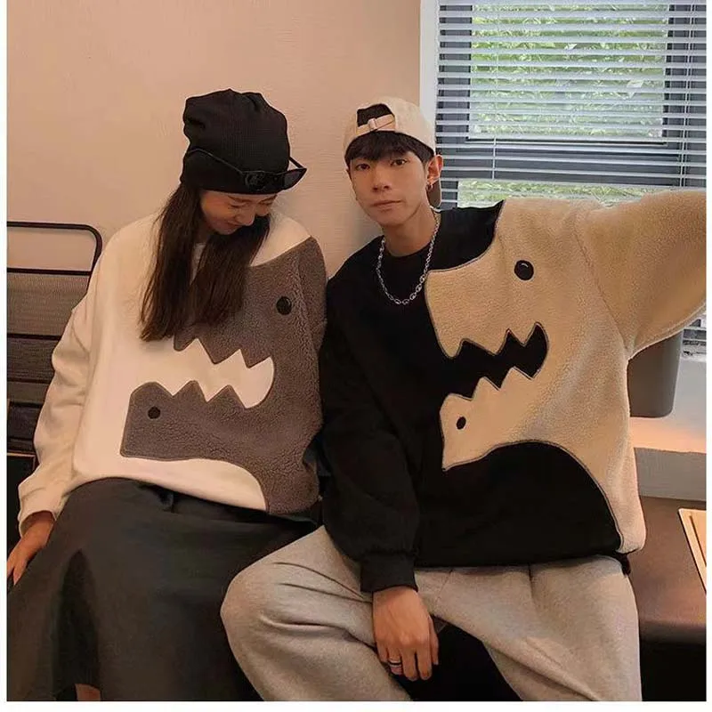 Crewneck Sweatshirt Men's And Women's Couple Wear 300 Pounds King Size Women's Clothing Niche Design Sense Loose Korean Version