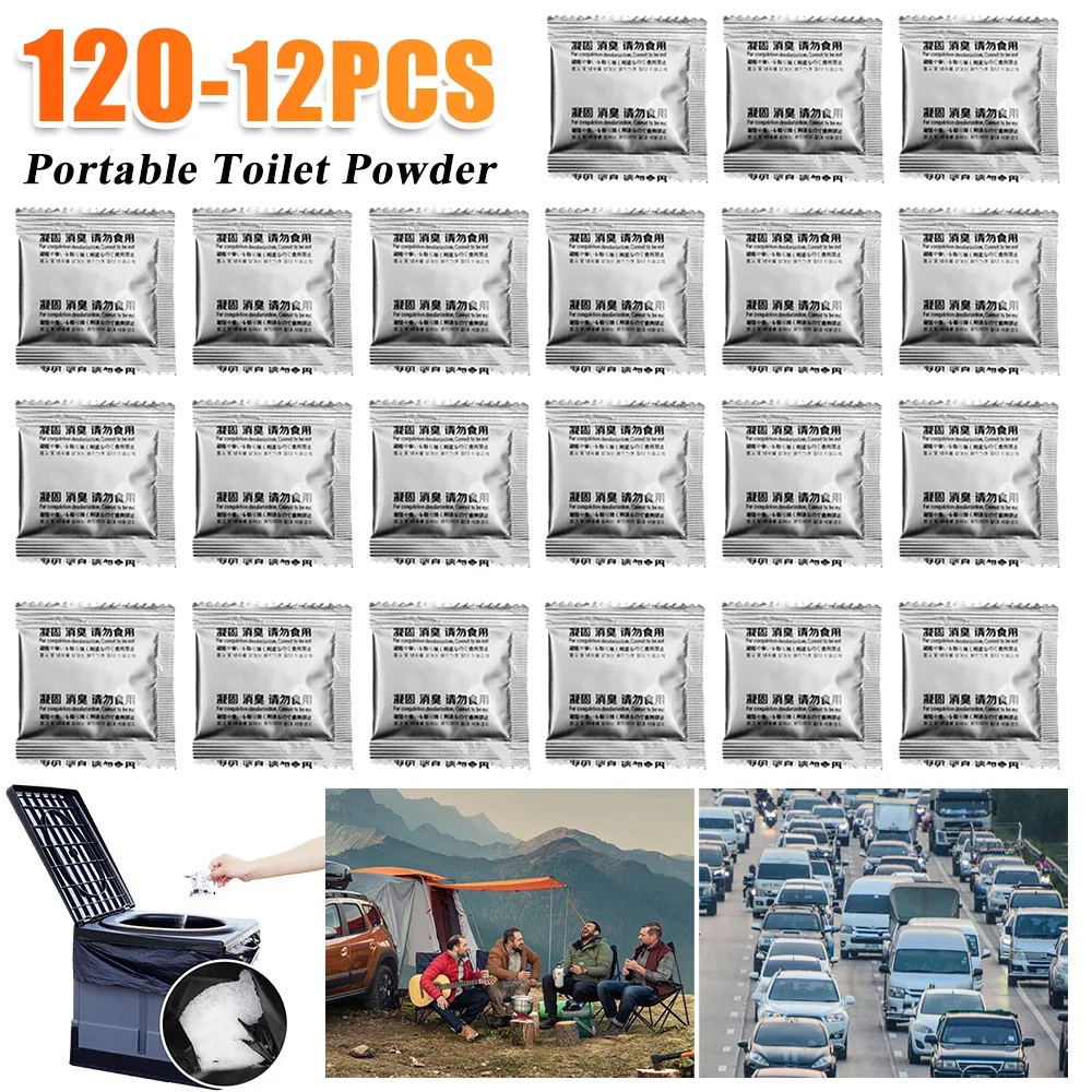 120-12 Uds. Productos químicos para inodoro de Camping, residuos líquidos, polvo desodorizante, Gel ecológico absorbente, inodoro de Camping para inodoro portátil