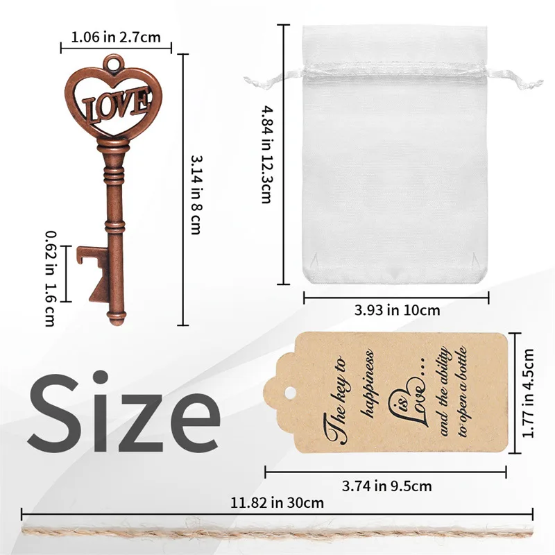 120Set/Lot Love Key Bottle Opener Wedding Decoration Retro Metal Bottle Opener Beer Decor Party Wedding Gifts For Guests