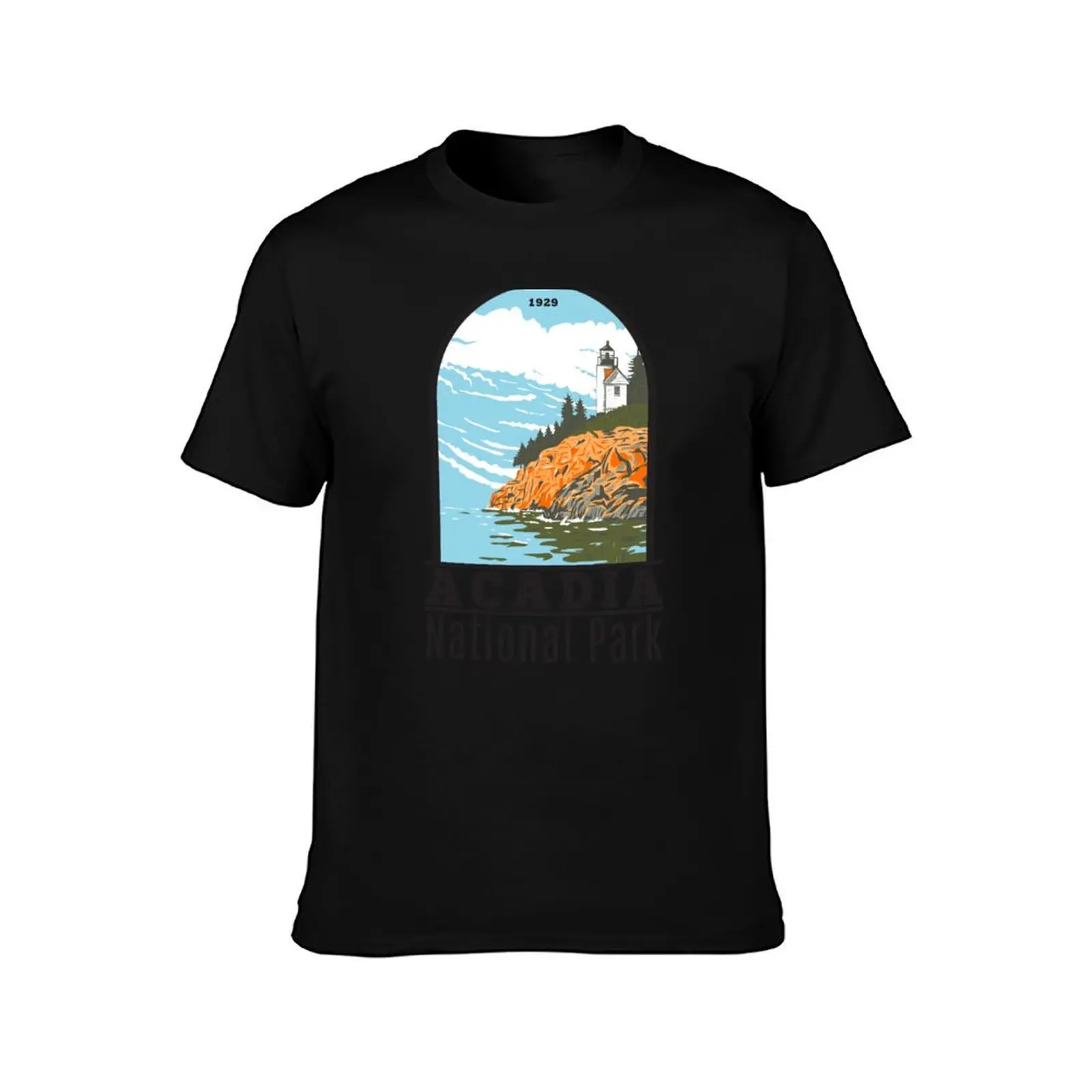 Acadia National Park Bar Harbor Lighthouse Maine T-Shirt Breathable Basic Cotton T-Shirt