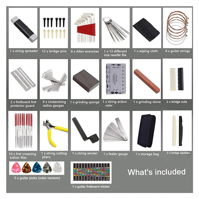 

AEF6-Guitar Repair Kit Parts With 72 Parts-Professional Guitar Repair Kit And Accessories-For Electronic Guitars, Ukulele, Banjo