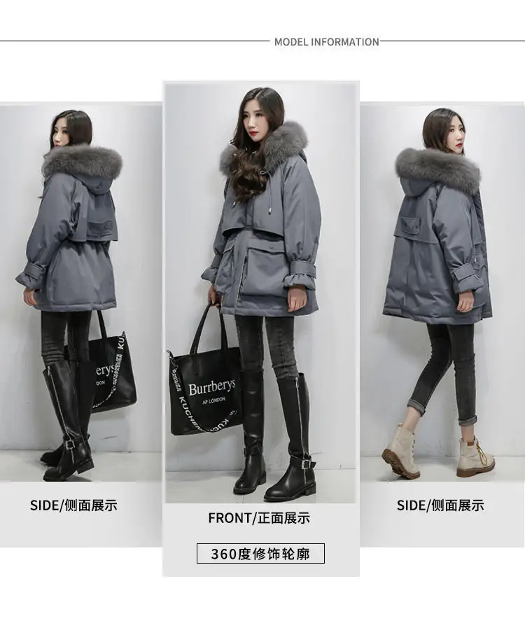 Women Winter Cotton Down Jacket Thick Warm Parkas Female Outerwear Women Puffer Jackets Coats Withe The Big Fur Hood