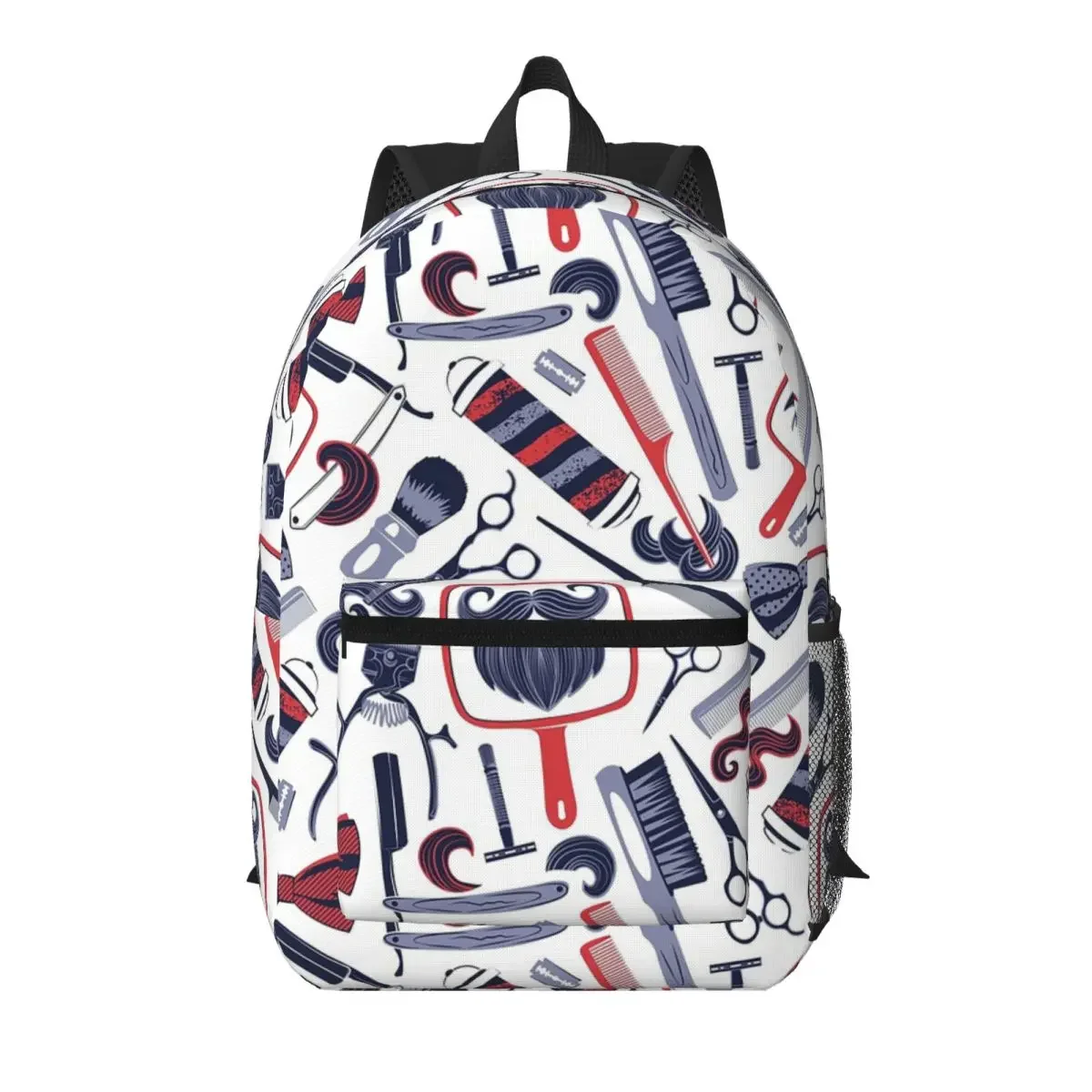 Barber Shop Equipment Element Pattern Student Backpack School Bag Hiking Travel Daypack for Men Women Bookbag Shoulder Bags