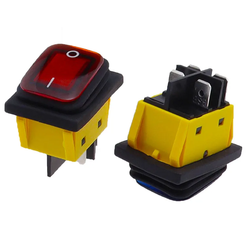 KCD4 on off 30A/250V Heavy Duty 4 pin DPST IP67 Sealed Waterproof T85 Auto Boat Marine Toggle Rocker Switch with LED 12V 220V 30