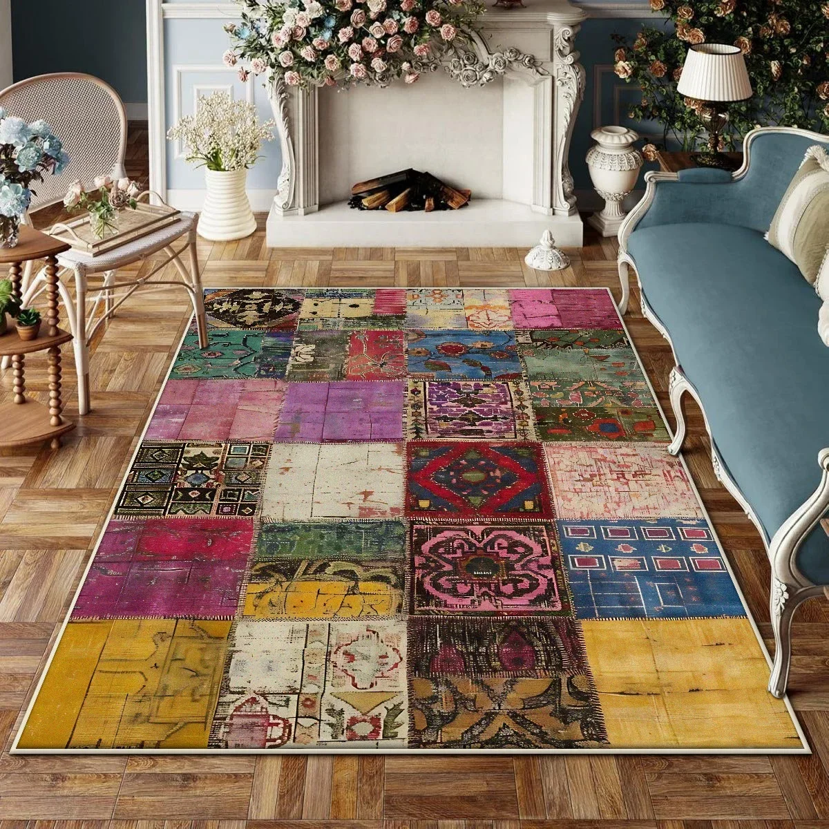 

Large Abstract Area Rug for Living Room under Coffee Table Plush Non-Slip Floor Mat Machine Washable