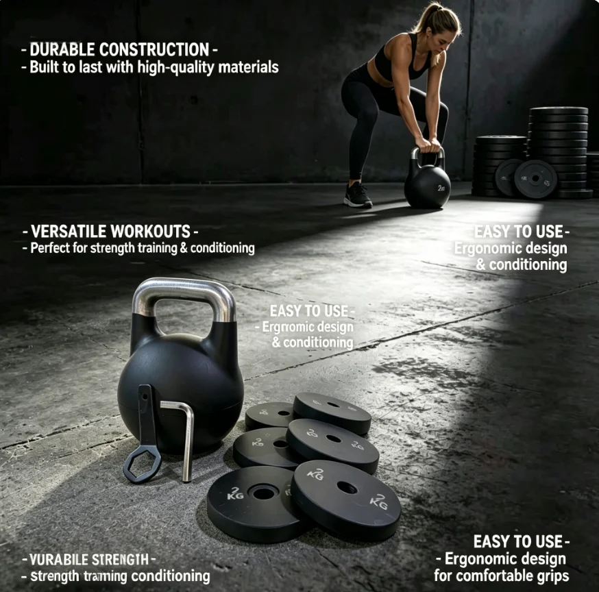 Kettlebell - Cast Iron Steel Lightweight Adjustable Kettlebell