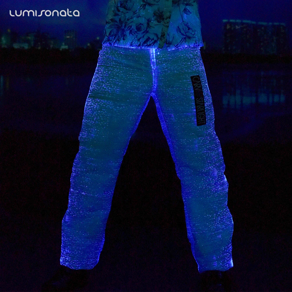 LUMISONATA Cool Fashion Led Light Up Pants Luminous Fiber Optic Dance Club Trousers For Stage Performance