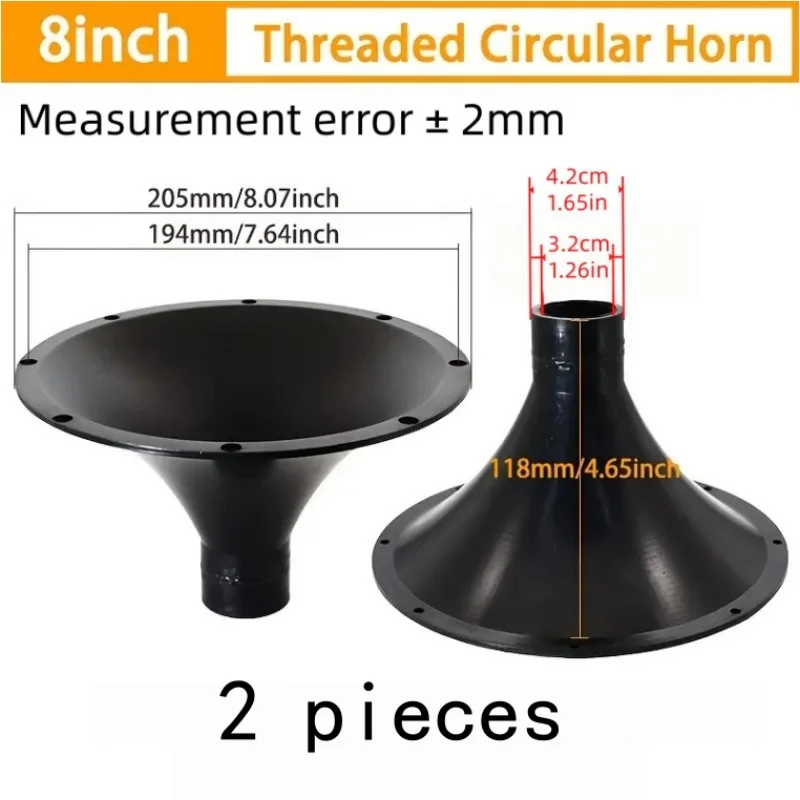 8inch Abs Plastic Circular Horns, 2 Pieces of 205mm Diameter Horns, 8inch Audio Horns, Abs Circular Horns, Stage Speaker Horns, Threaded Interface Horns, Speaker Amplification Horns, Professional Audio Horn Accessories, Speaker Horn Threaded Mouth 34mm Speaker Repair Parts.