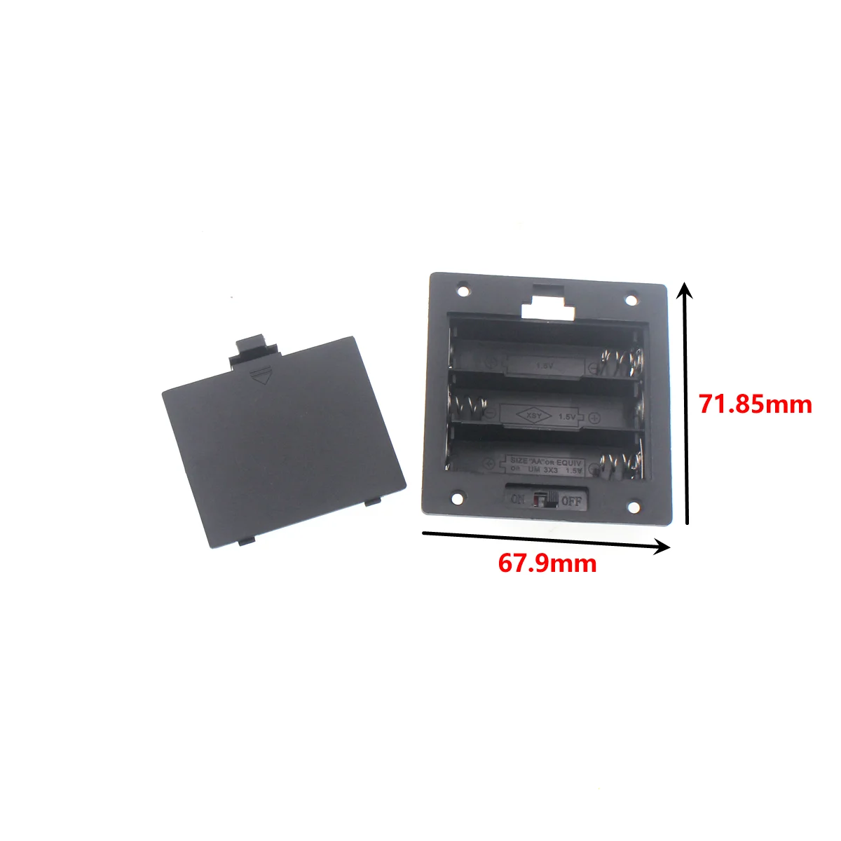 AA Square battery box AA Four three two five embedded battery base with cover switch with timing tape clock