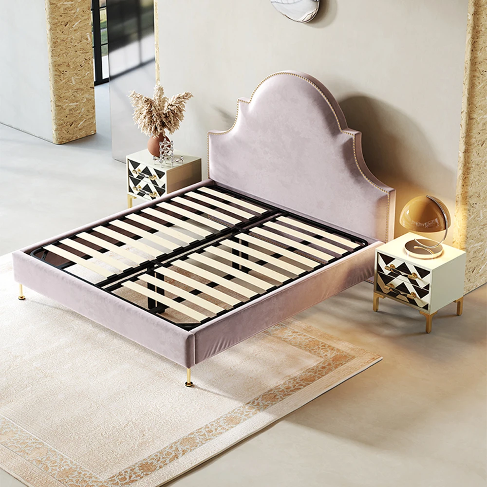 سرير حديث بحجم كينج كوين منجد على اللوح الأمامي سرير الأميرة مرتبة أثاث غرفة النوم مجموعة لمنزل الأطفال البنات