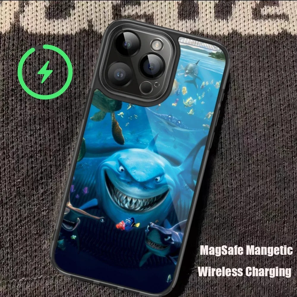 MINISO F-Finding N-Nemo Dory Phone Case For iPhone 11 12 13 14 15 Pro Max Plus Mini Magsafe Magnetic Wireless Charging Shell