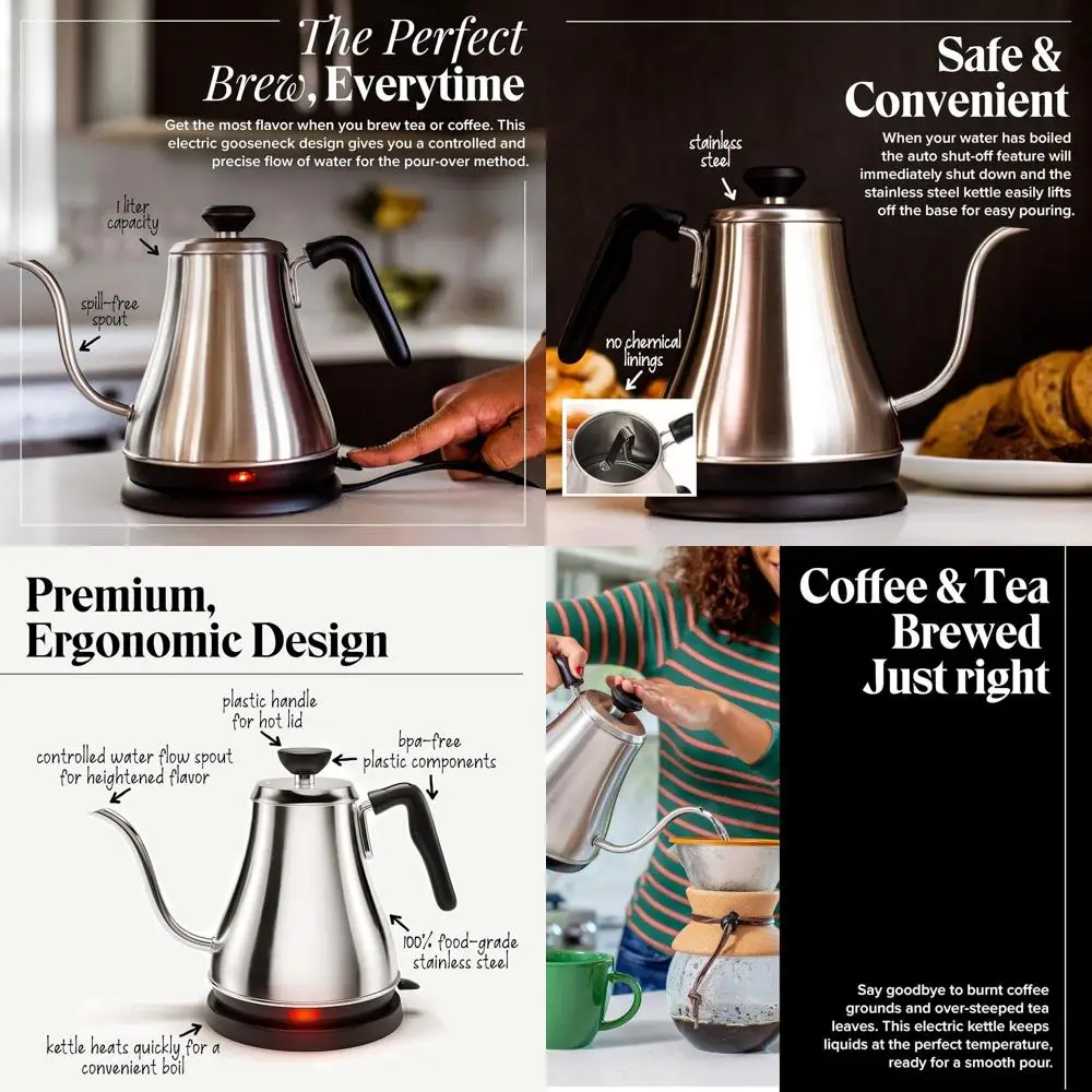 

0.8L 120V Stainless Steel Electric Kettle, Tea and Coffee Pot Heater/Warmer