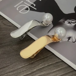 Trendy Woman Hairpins Punk Gold Silver Metal Big Pearl Hair Clip And Pins Cross Styling Hair Hold Accessories For Women Jewelry