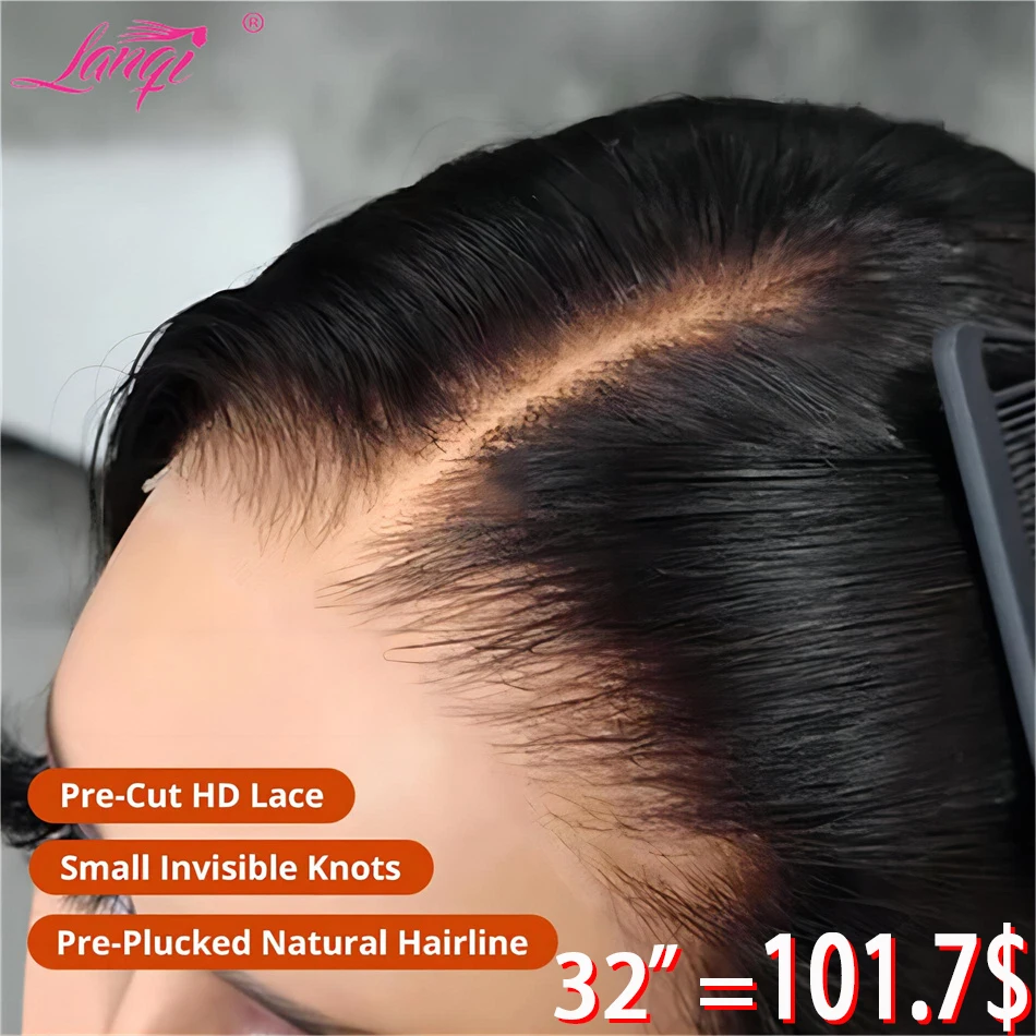 Wig tanpa lem rambut manusia siap dipakai pra potongan transparan 4x4 Wig penutup renda Wig rambut manusia Remy Brasil