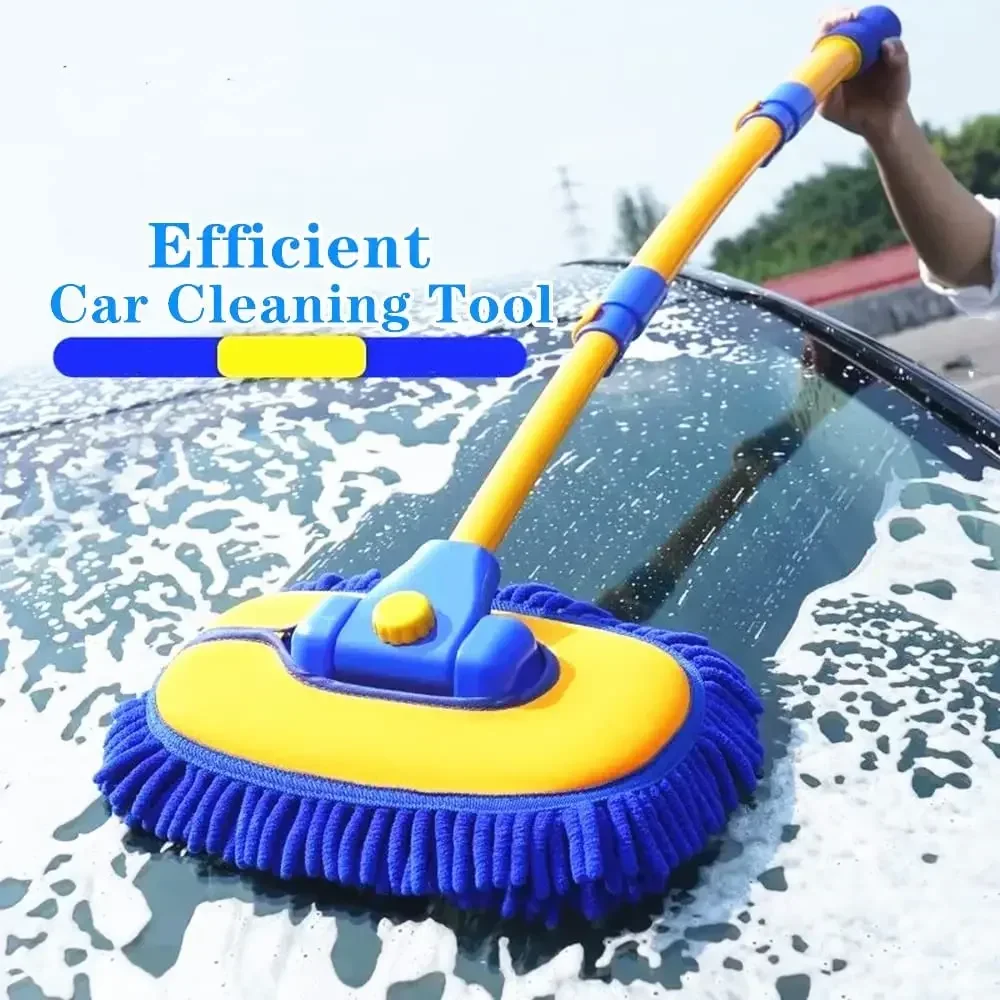 Car Cleaning Brush Car Wash Brush Telescopic Long Handle Mop Chenille Broom Detailing Adjustable Supplies Super Auto Accessory 