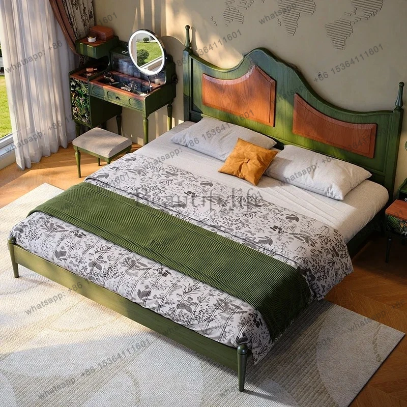 

yj5 French antique wedding bed master bedroom high-end atmosphere American household solid wood bed