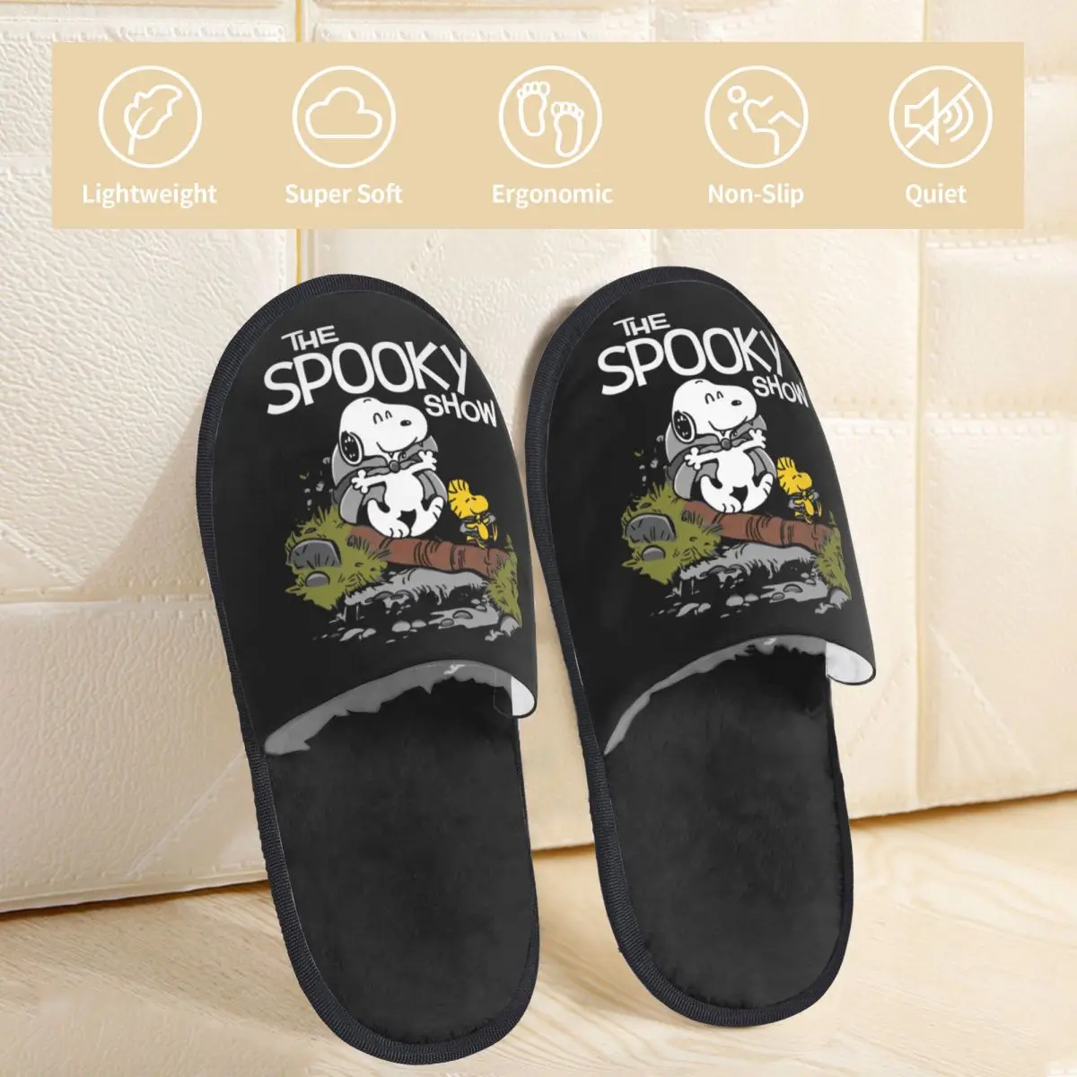 Winter House Cotton Slippers Snoopy Peanuts Merch Household Fur Slippers Slides Living Room Soft Non-slip Slides