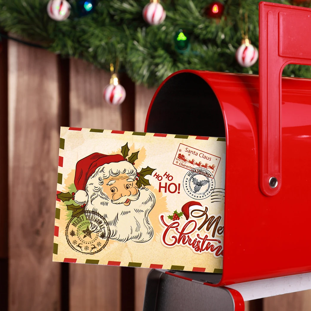5pcs Vintage Christmas Kraft Letter Paper Santa Claus Letter Pad Gift Envelopes Xmas Party DIY Invitation Greeting Card