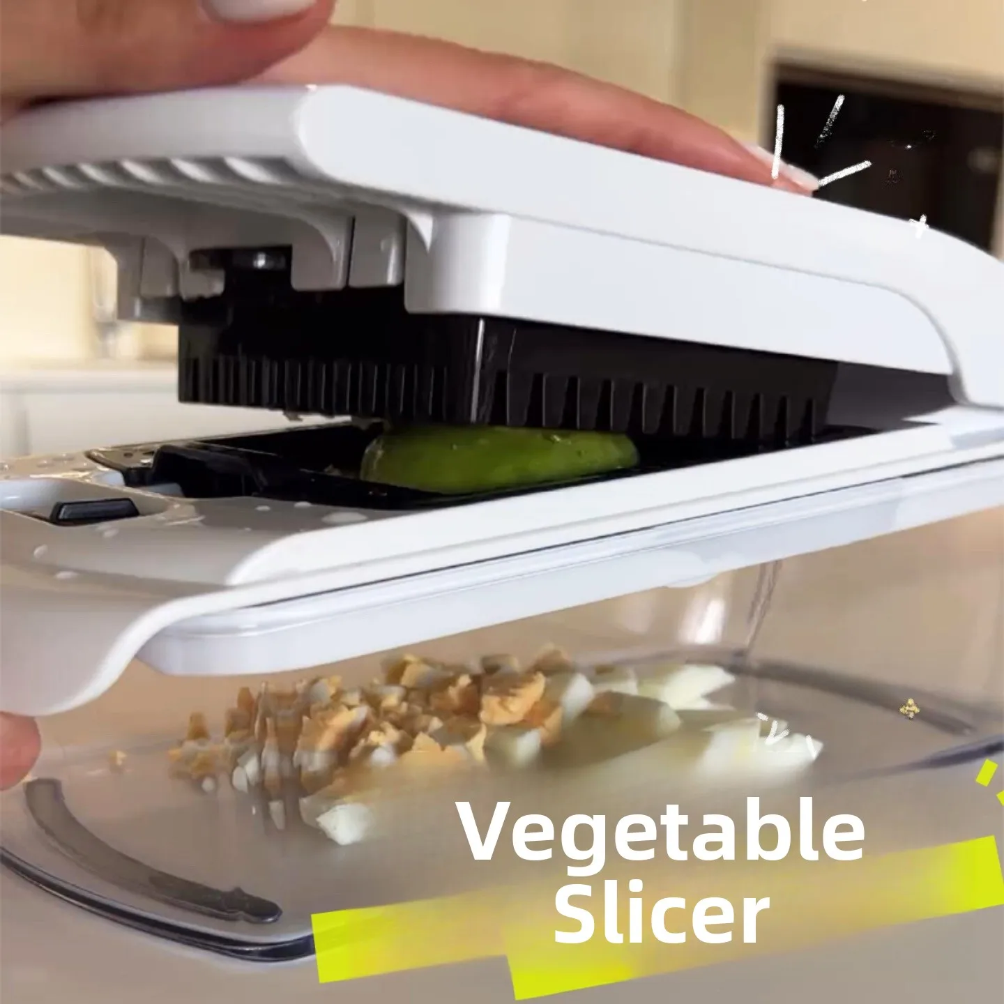 

Портативный многофункциональный кухонный измельчитель овощей с защитой для рук, удобный инструмент для ленивых, легко переносить.