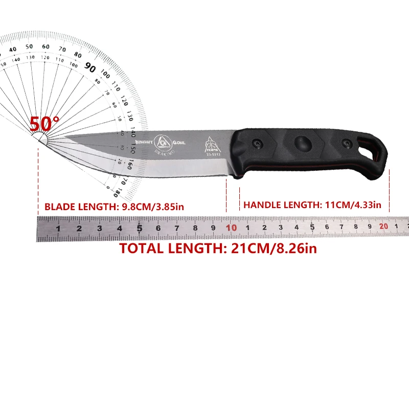 TOPS Portable straight knife Outdoor knife Field Survival Knife Tactical knife, rubber insulated handle, with K-sheathing