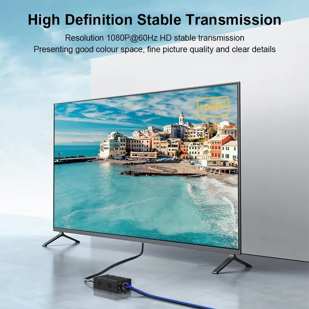 

HDMI Over CAT5e/6 Extender 60M with IR - 1080P Full HD, 3D Support, Plug & Play, 60M Transmission for Home Theater, Conference
