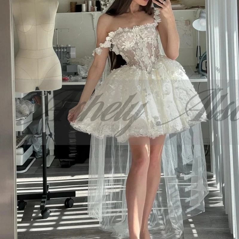 A2446 Vestidos cortos elegantes para graduación, vestido de fiesta con corsé Floral y tirantes finos, Mini vestido de fiesta de cóctel, boda de graduación personalizada