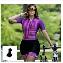 Women Short Sleeve Cycling Triathlon Suit Tres Pinas Trisuit Cycling Skinsuit Bike Jumpsuit Summer Speedsuit  Bodysuit