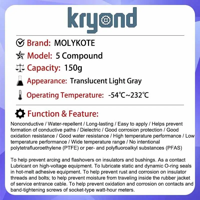 1PC MOLYKOTE 5 Compound Lubricant Grease 150g Lubrication Grease Dow Corning