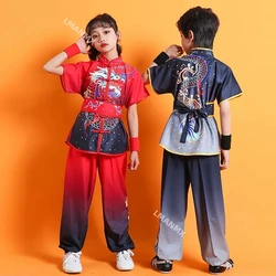 Ropa china de Tai Chi Wushu para niños, traje de artes marciales con estampado de dragón, uniforme de Kung Fu, Wing Chun, Shaolin, conjunto de Kungfu chino