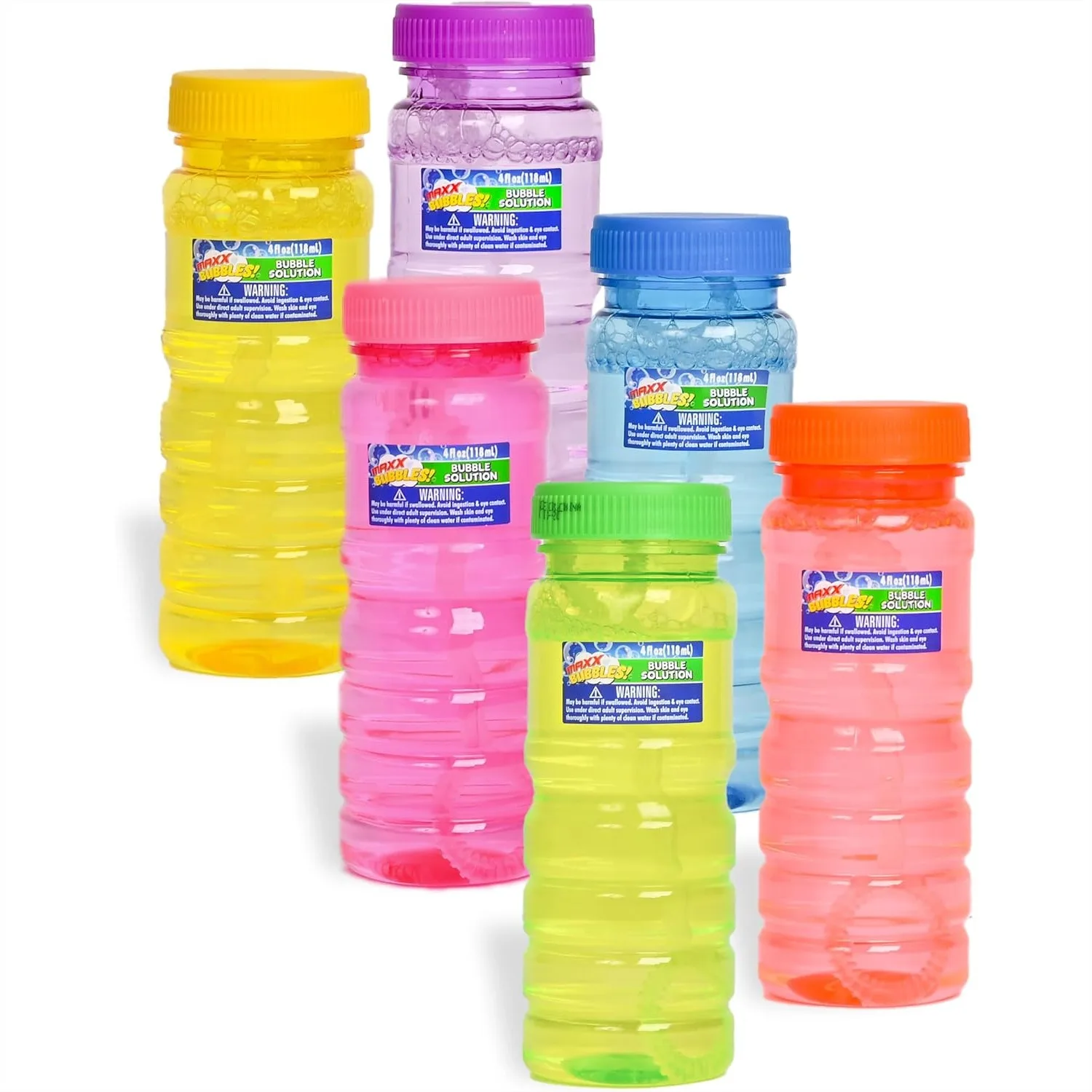 

6 Pack Bubble Solution 4oz Bottles with 6-Hole Wand for Kids Birthday Party Favors