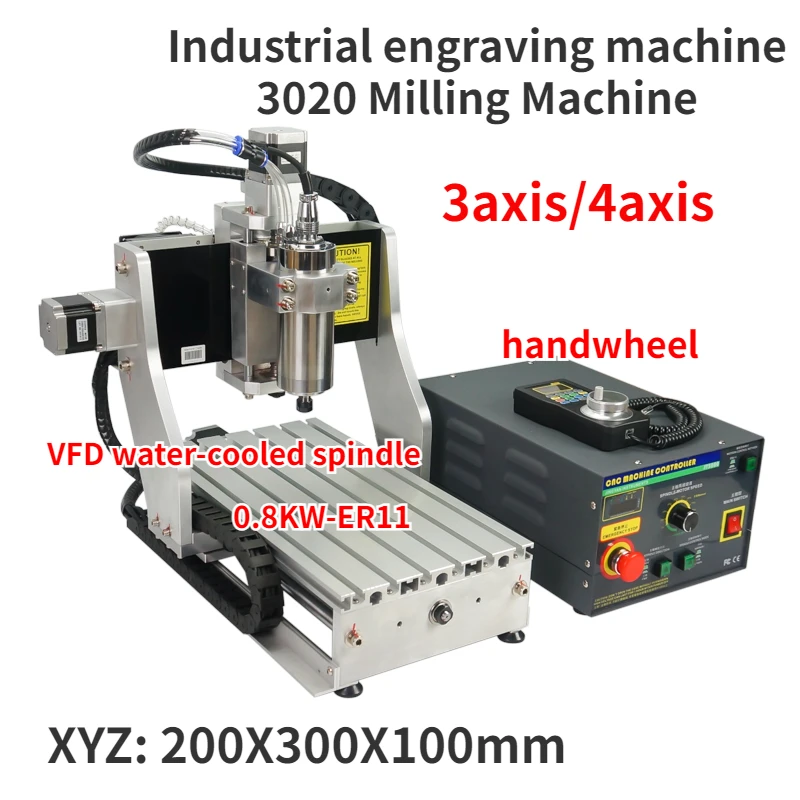 

Промышленный фрезерный станок с ЧПУ 3020, 800 Вт, станок для резьбы по металлу, фрезерный станок для печатной платы, сверление по дереву, гравировальный станок с маховиком, 3 оси, 4 оси