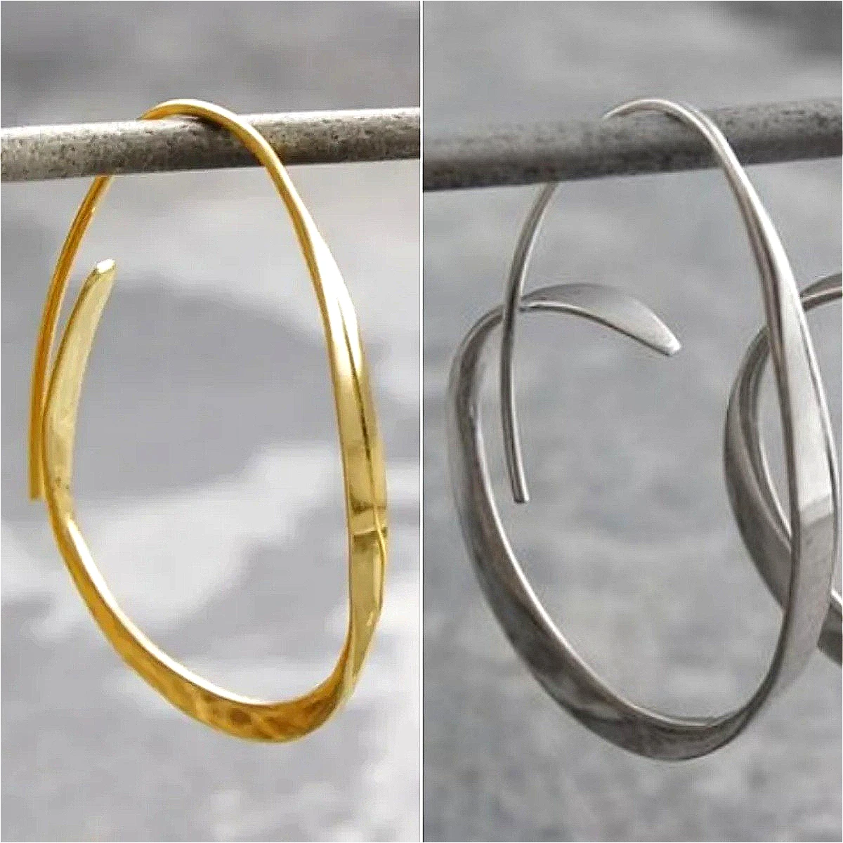 Fashion Simple Designed Circle Hoop Earring for Women's Vintage Silvery Golden Plated Party Vacation Jewelry Accessories Crafts