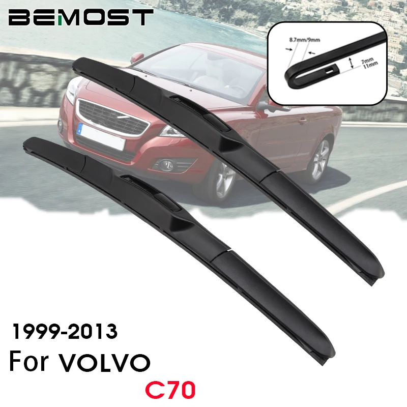 Limpiaparabrisas de coche de goma Natural BEMOST para VOLVO C70 MK1 Convertible S70 MK2 Convertibl 1999-2013, accesorios para parabrisas delantero de coche